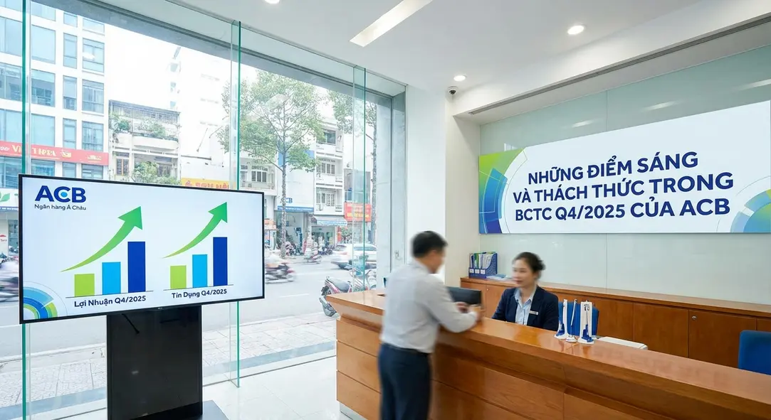 Biểu đồ tài chính của ngân hàng ACB trong quý 4/2025.