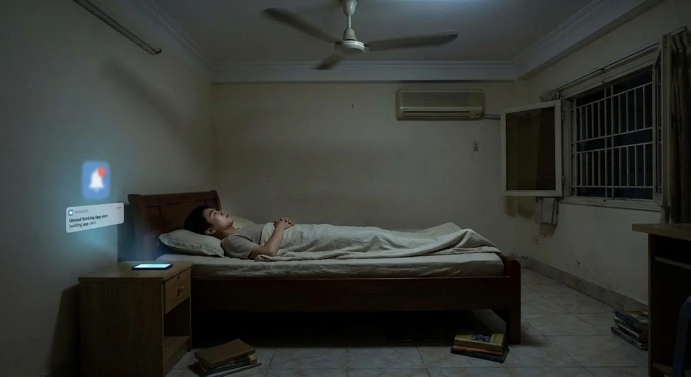 Stress tài chính thường xuất hiện rõ nhất vào những đêm mất ngủ.