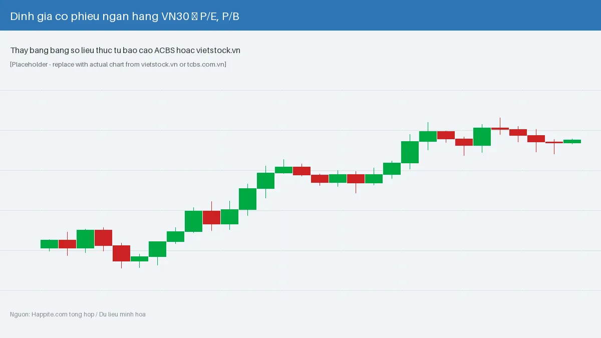 Bảng định giá P/E P/B cổ phiếu ngân hàng VN30 Q1 2026