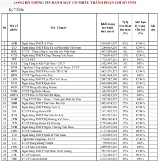 Rổ VN30 “Thay Máu” Tháng 7/2026: MCH + TCX Vào, PLX + TPB Ra — 4 ETF Đang Chạy Đồng Hồ