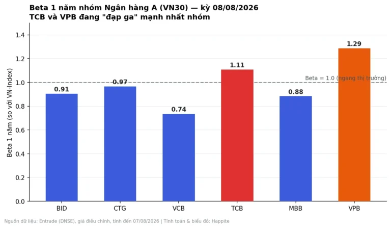 Beta, Sharpe Ngân Hàng A VN30: TCB Lãi Kỷ Lục Vẫn Rơi Đáy