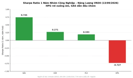 Beta, Sharpe Công Nghiệp VN30: HPG Rơi Sharpe Âm, GAS Vẫn Tách Đàn