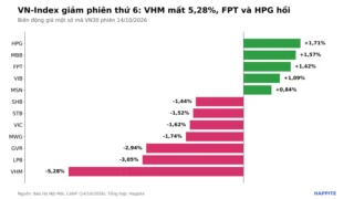 VN-Index Giảm 6 Phiên Liên Tiếp: VHM Mất 5,28%